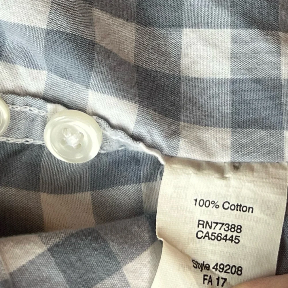J. Crew Factory Men’s Slim Fit Long Sleeve Button Down Shirt Gray White Plaid XL